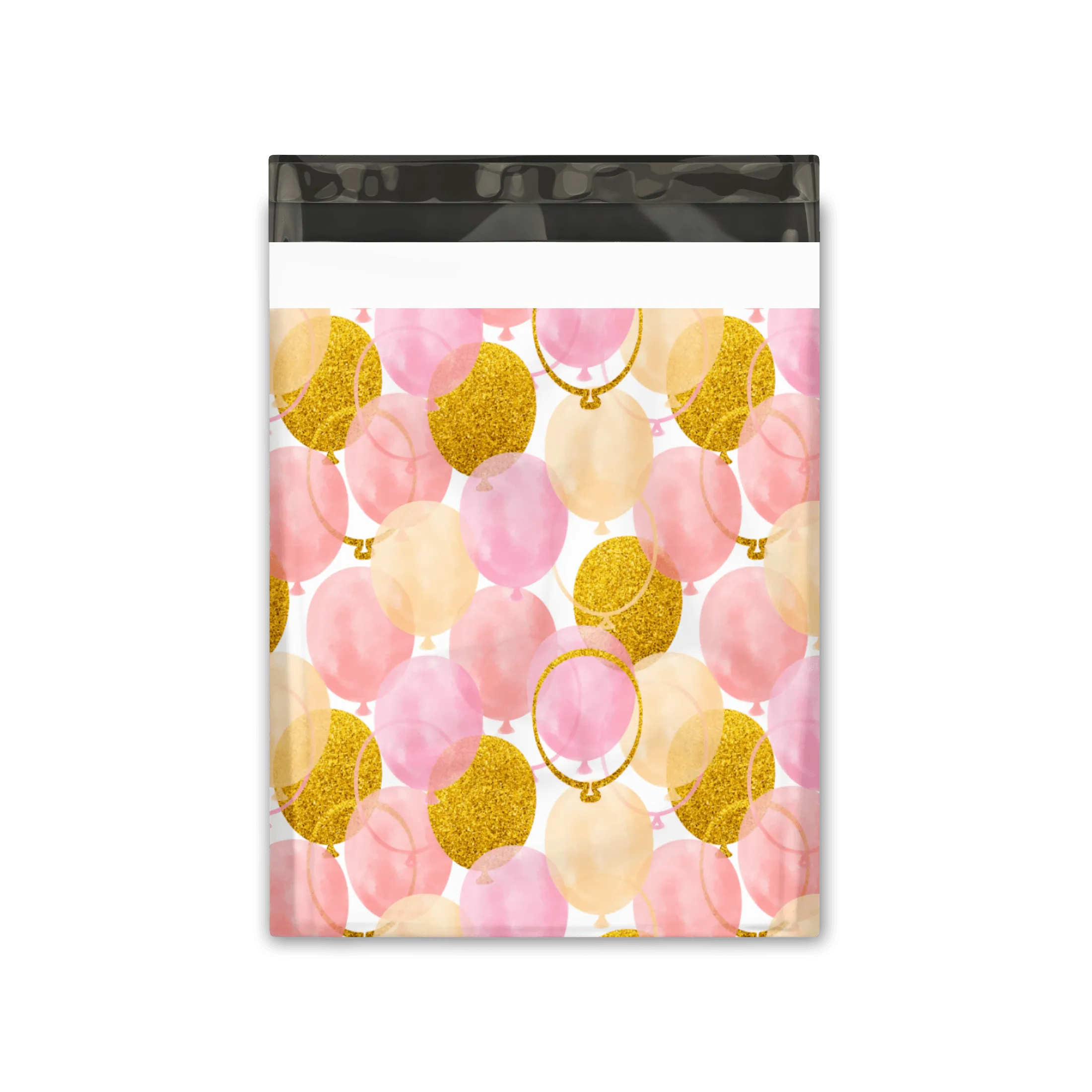 10x13 Pink and Gold Balloons Designer Poly Mailers Shipping Envelopes Premium Printed Bags