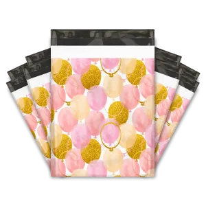 10x13 Pink and Gold Balloons Designer Poly Mailers Shipping Envelopes Premium Printed Bags