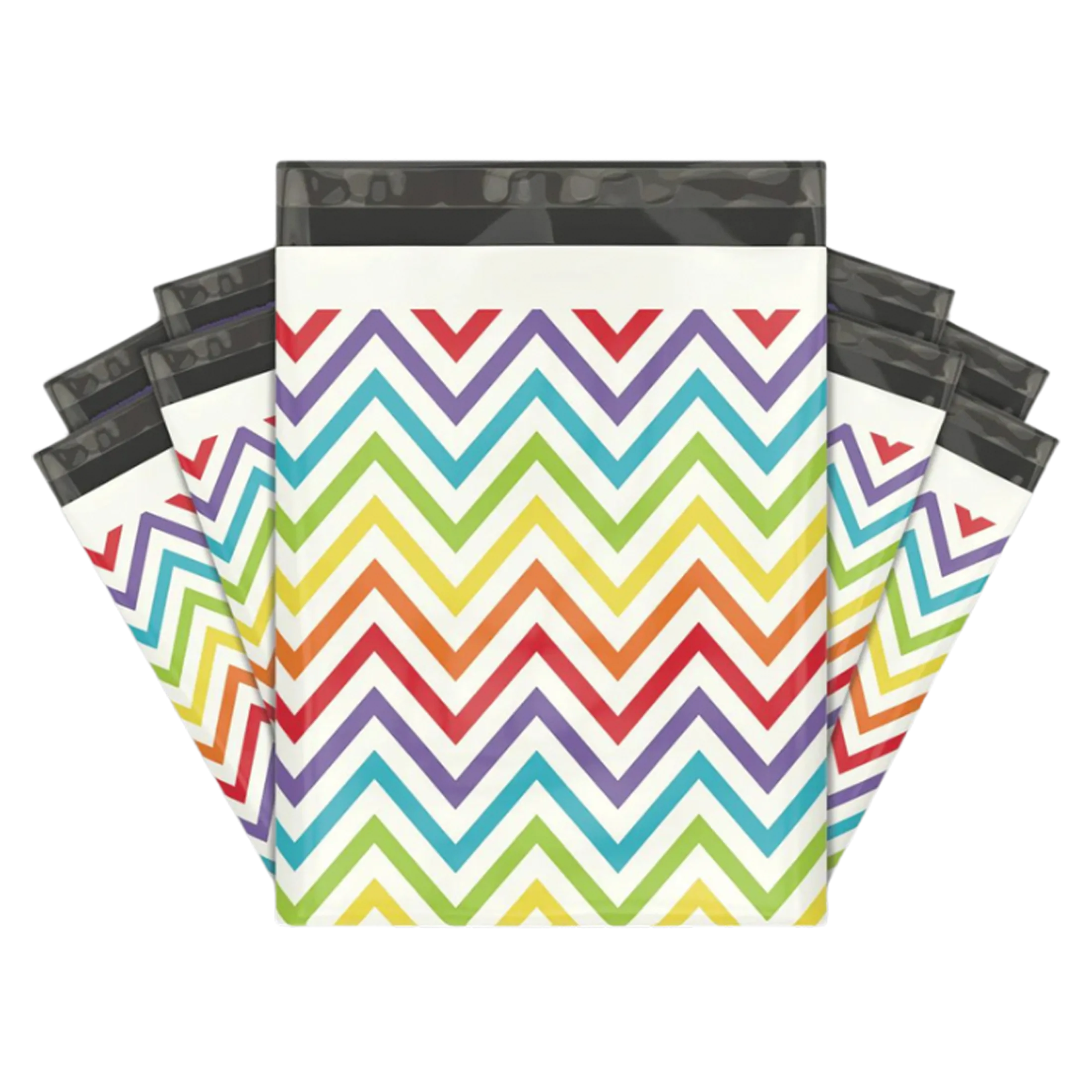 10x13 Rainbow Chevron Designer Poly Mailers Shipping Envelopes Premium Printed Bags