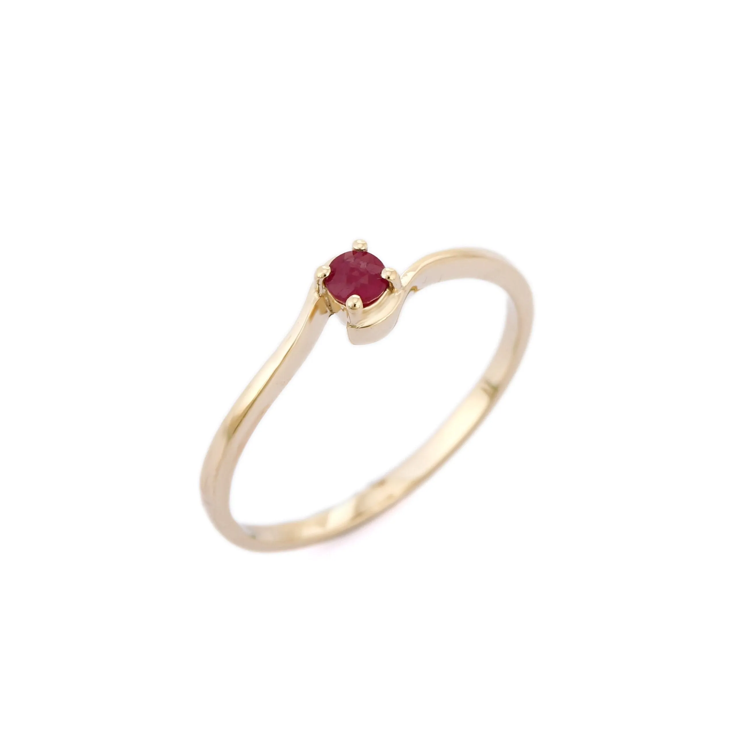 14K Gold Ruby Minimalist Ring