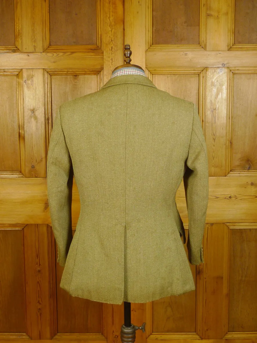 24/0466 vintage extra-heavyweight frank hall bespoke keepers tweed riding / hacking jacket w/ ghillie collar 39 extra short