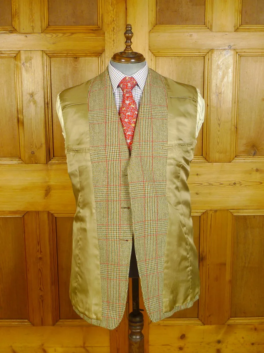 24/0468 vintage 1962 bernard weatherill savile row bespoke heavyweight glen check tweed hacking jacket w/ action back 42 long