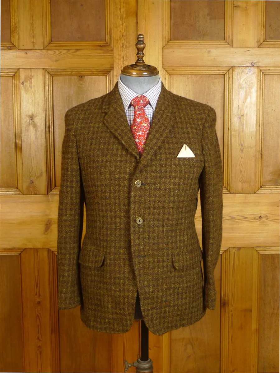 24/0995 fabulous genuine 1950s 1960s harris tweed brown check jacket w/ staghorn buttons 40 short