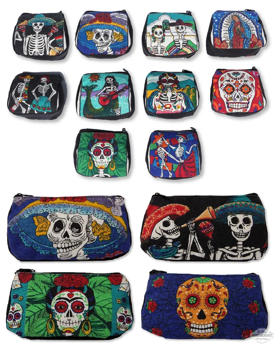 36 PACK Day of the Dead Canvas Coin & Cosmetic Bags! Only $1.89 ea!