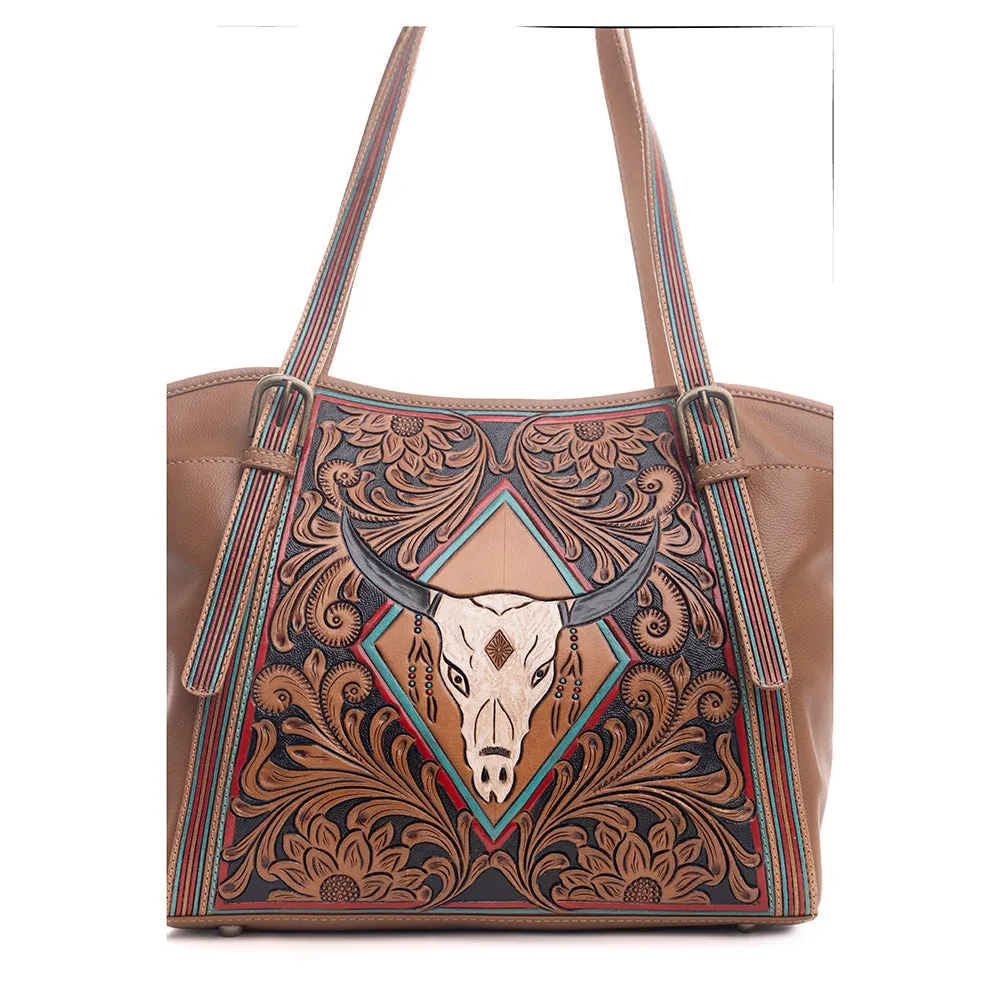 Age of the Steer Hand-Tooled Bag