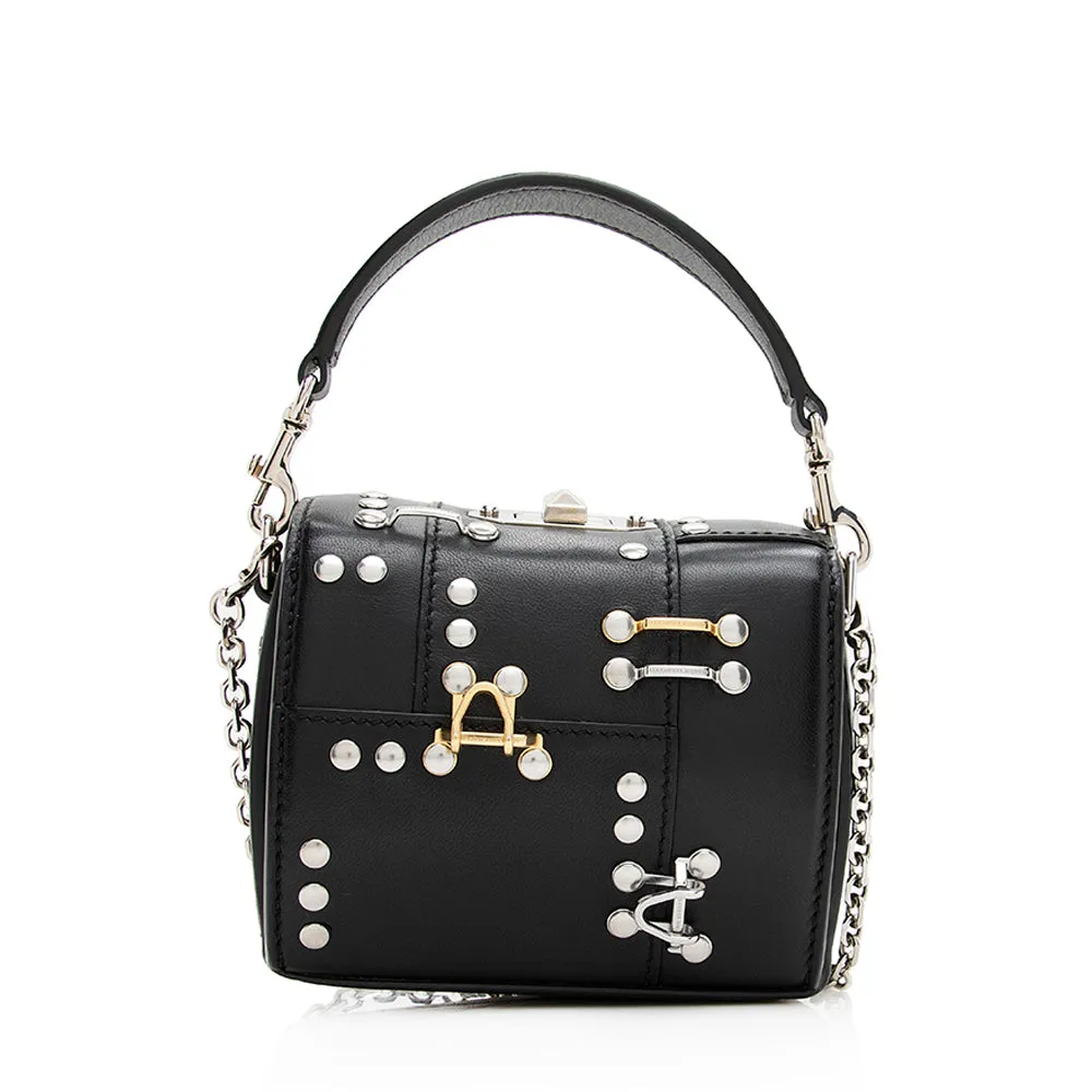 Alexander McQueen Leather Studded Box Crossbody Bag (SHF-20745)