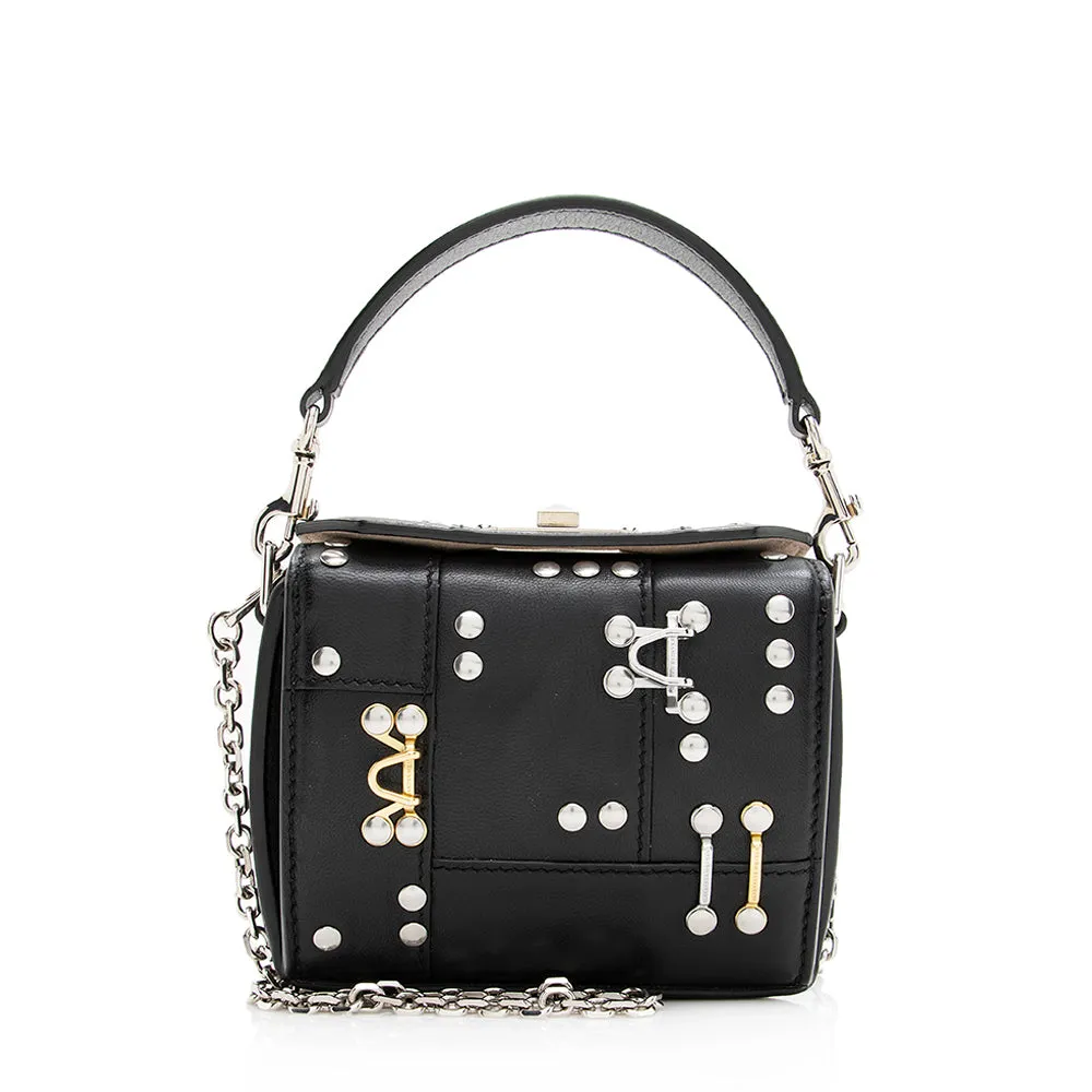 Alexander McQueen Leather Studded Box Crossbody Bag (SHF-20745)