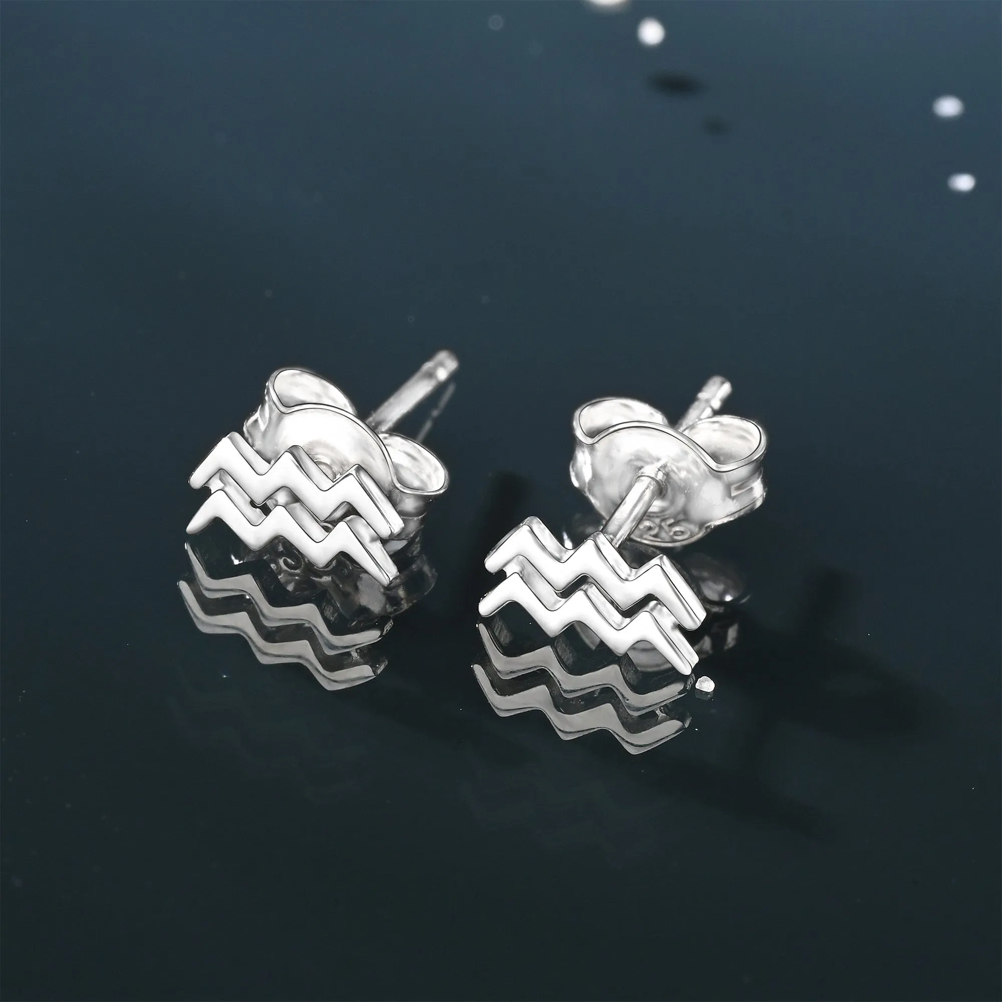 Aquarius Stud Earrings Sterling Silver - Zodiac Constellation Earrings