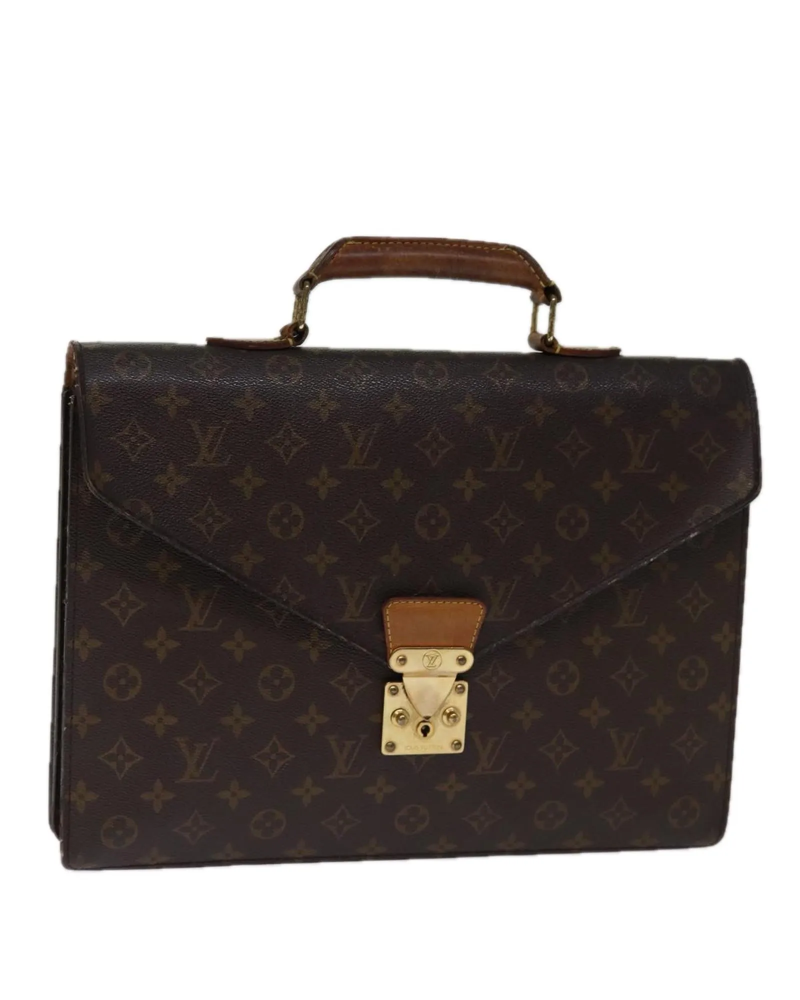 Authentic Monogram Canvas Briefcase with Metal Fittings