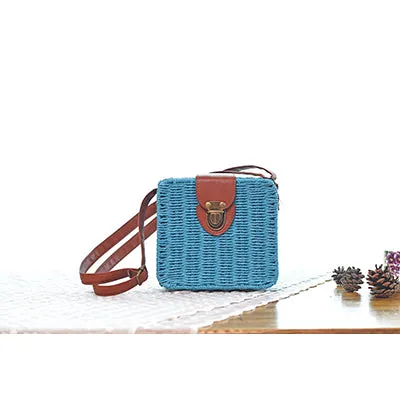 Beach Box Straw Woven Shoulder Bag