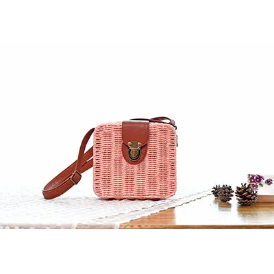 Beach Box Straw Woven Shoulder Bag