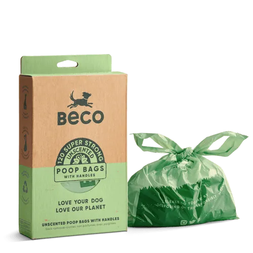 Beco | Dog Poop Bags | Super Strong Eco-Friendly with Handles - 120 Pack