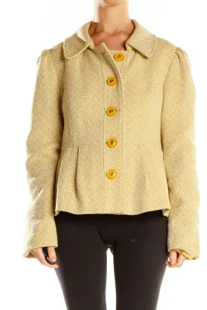 Beige Textured Button-Up Jacket