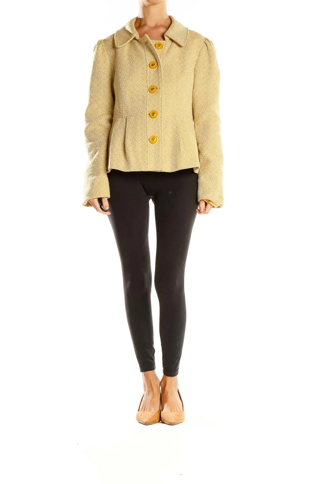 Beige Textured Button-Up Jacket