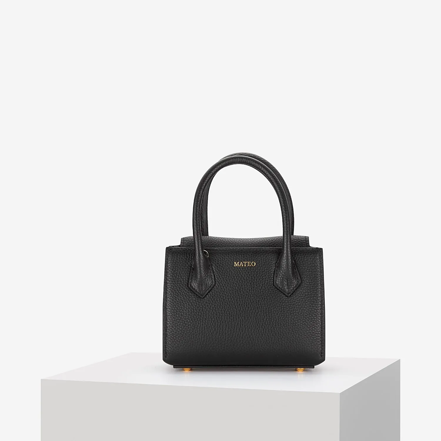 Black Pebbled Leather Diana Bag