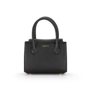 Black Pebbled Leather Diana Bag