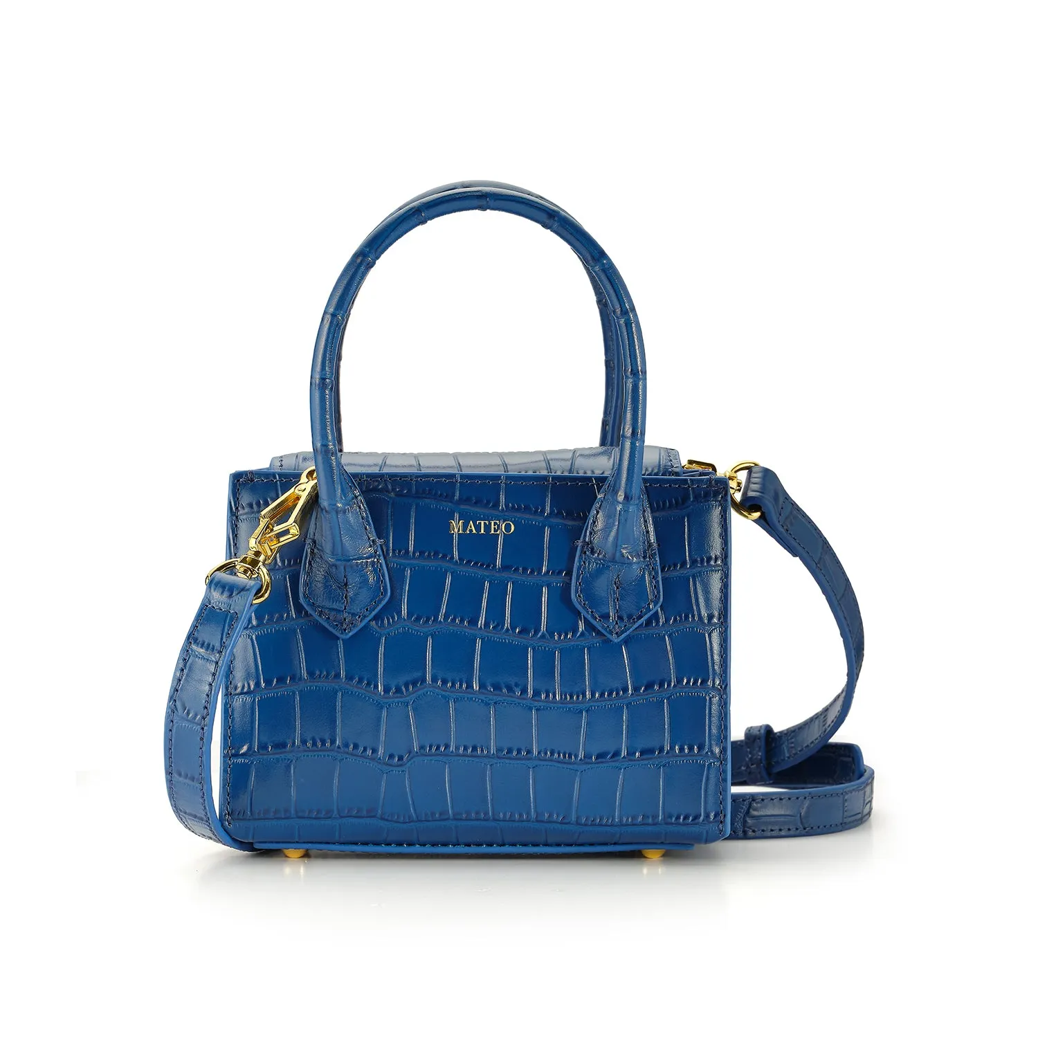 Blue Sapphire Croc Diana Bag