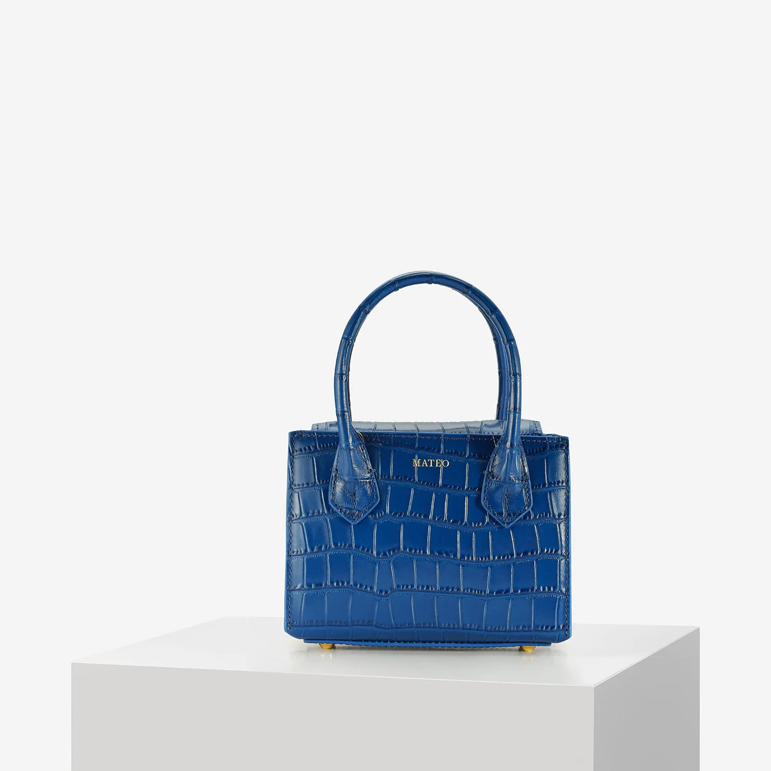 Blue Sapphire Croc Diana Bag