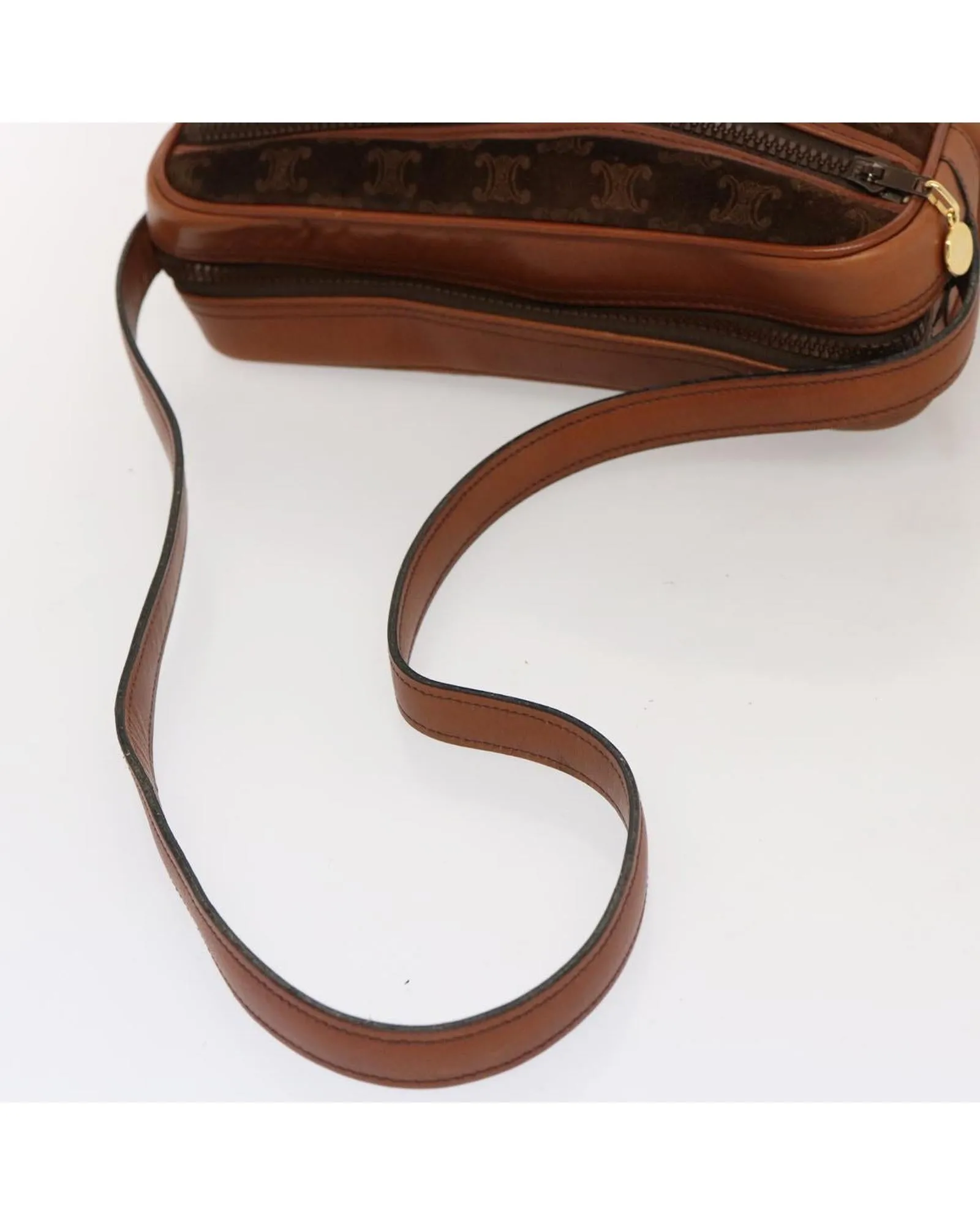 Brown Macadam Canvas Shoulder Bag with Shoulder Drop