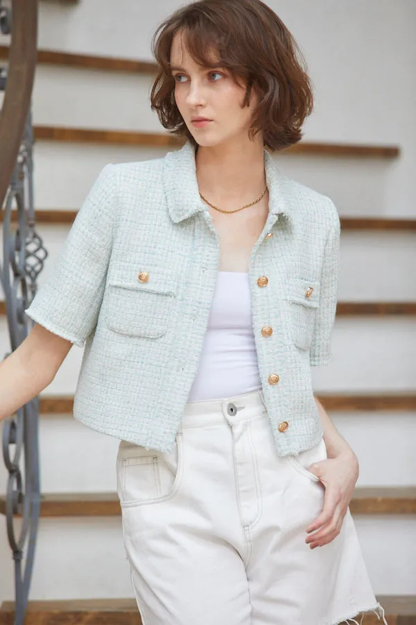 Caroline Tweed Jacket <br> -SAX-