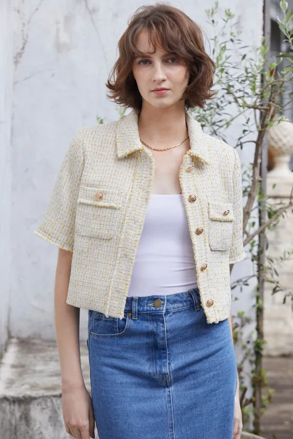 Caroline Tweed Jacket <br> -YEL-