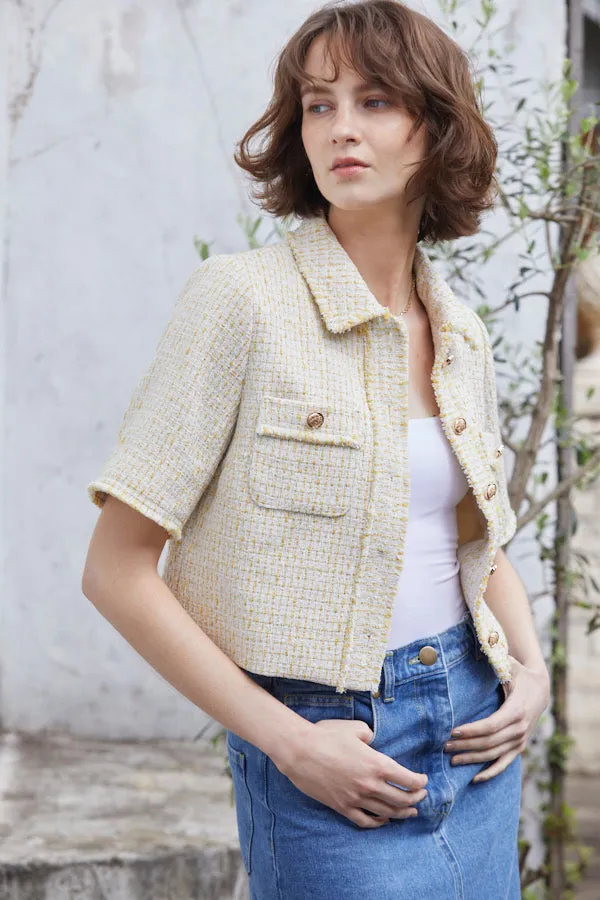 Caroline Tweed Jacket <br> -YEL-