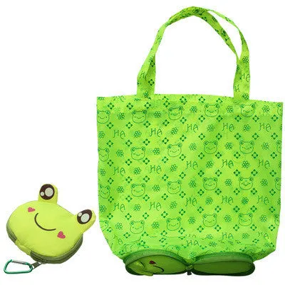 Cartoon Animal Folding Shopping Tote Reusable Eco Bag Panda Frog Pig Bear waterproof shopping bag Grocery  Reusable  Handbags