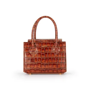 Cognac Croc Diana Bag