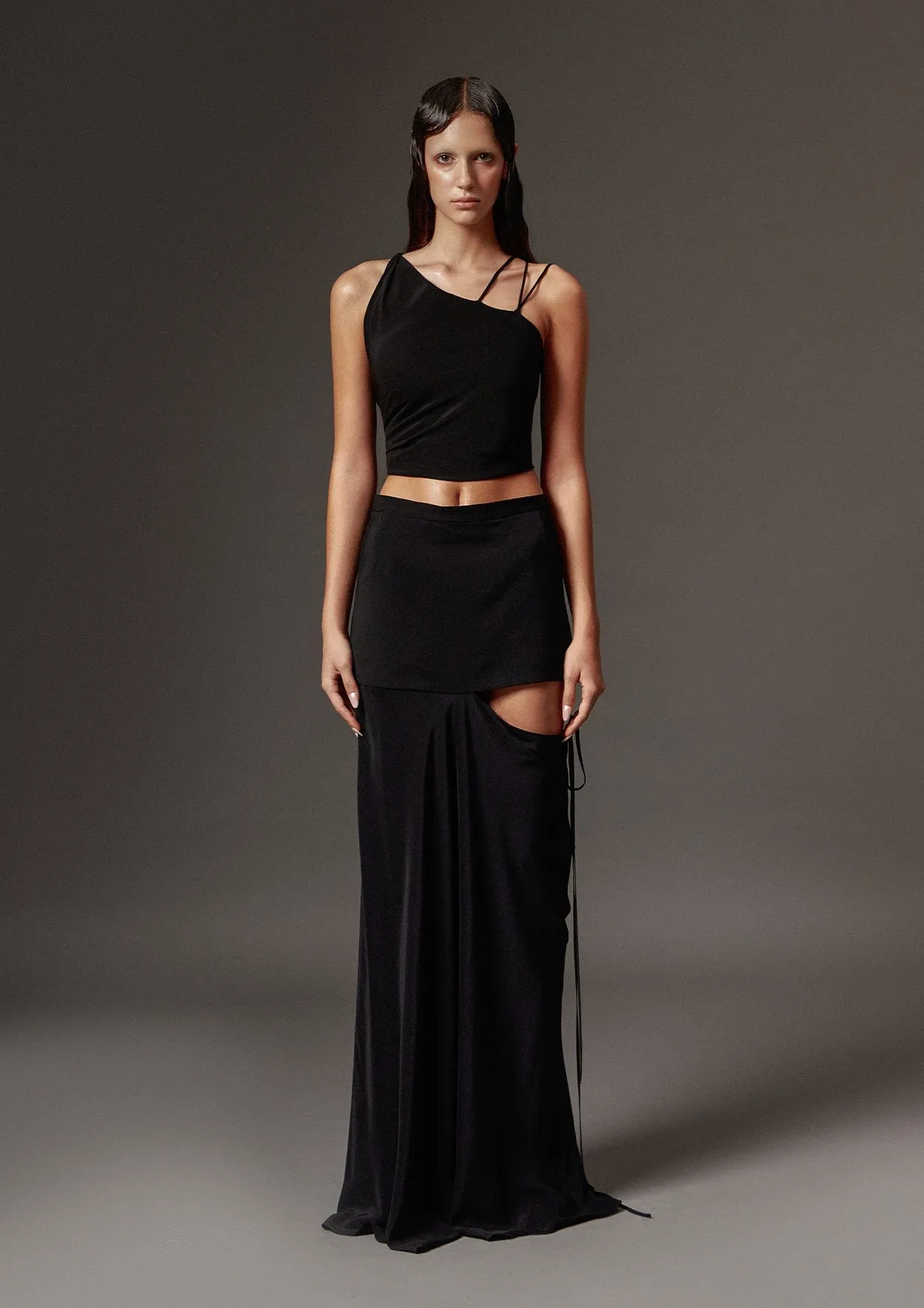 Cut-Out Silk Maxi Skirt