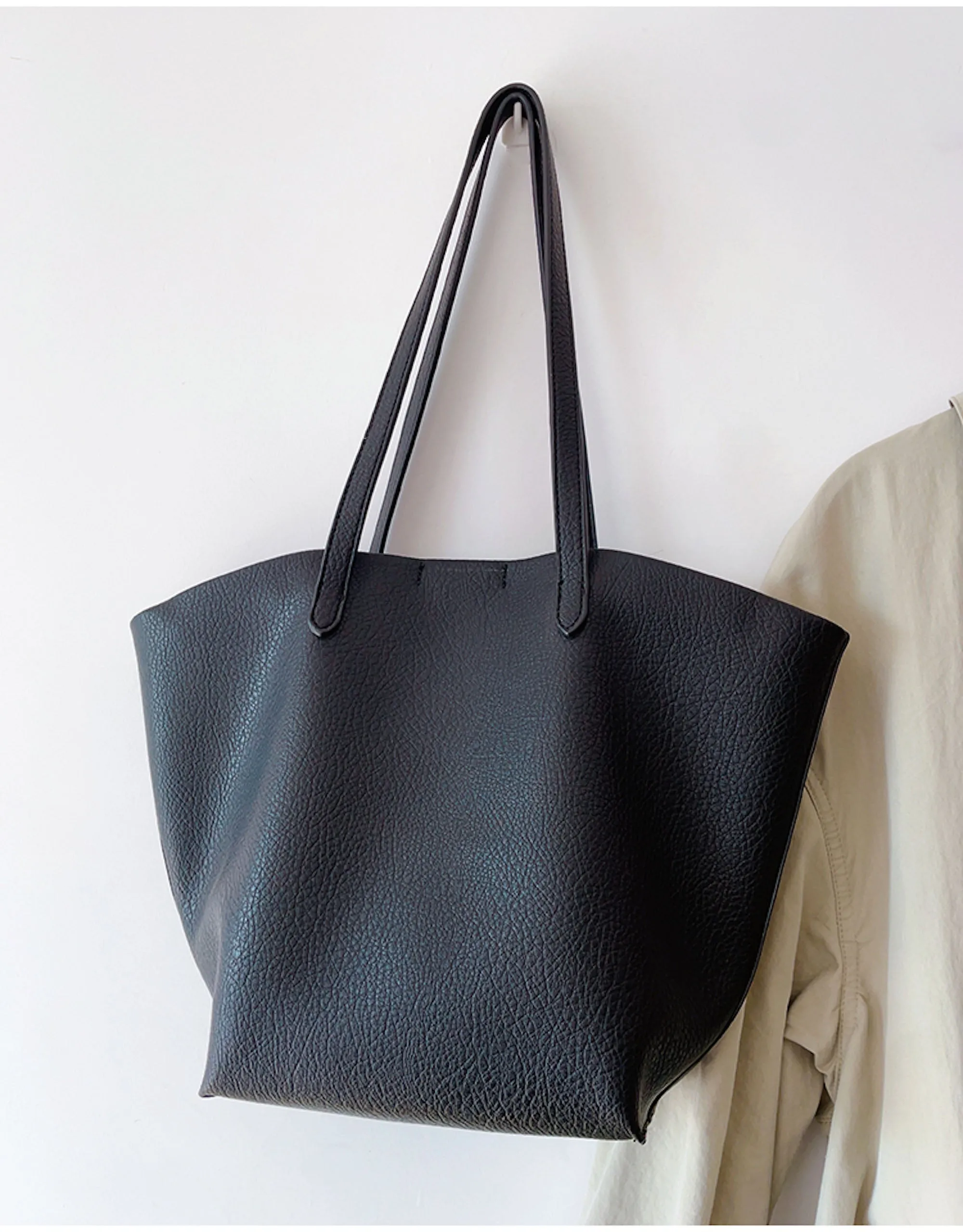 Elena Handbags Large Carryall Tote In Soft Pebbled Leather