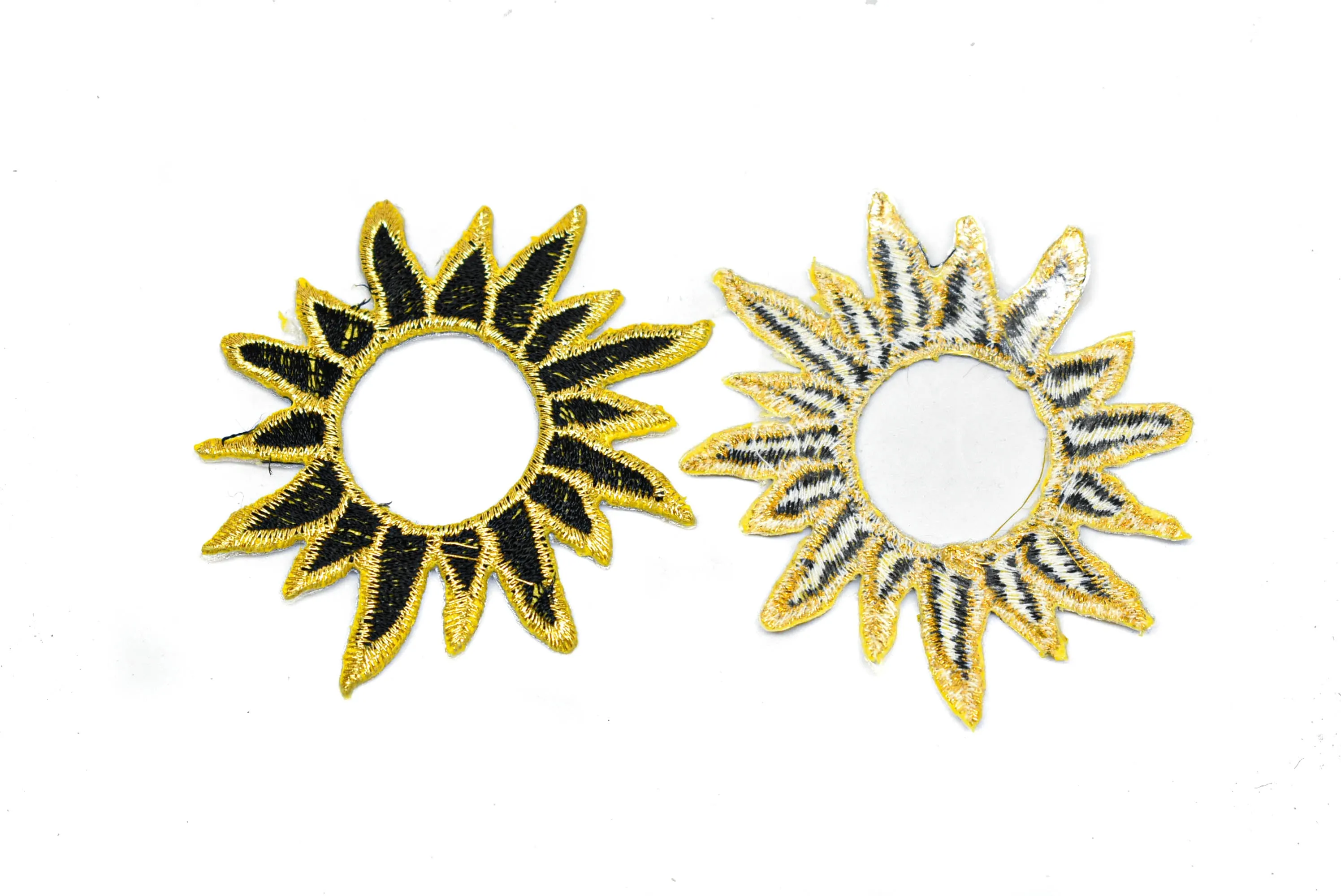 Gold Embroidered Black Sun Applique 2.75" - 1 Piece