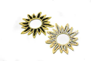 Gold Embroidered Black Sun Applique 2.75" - 1 Piece