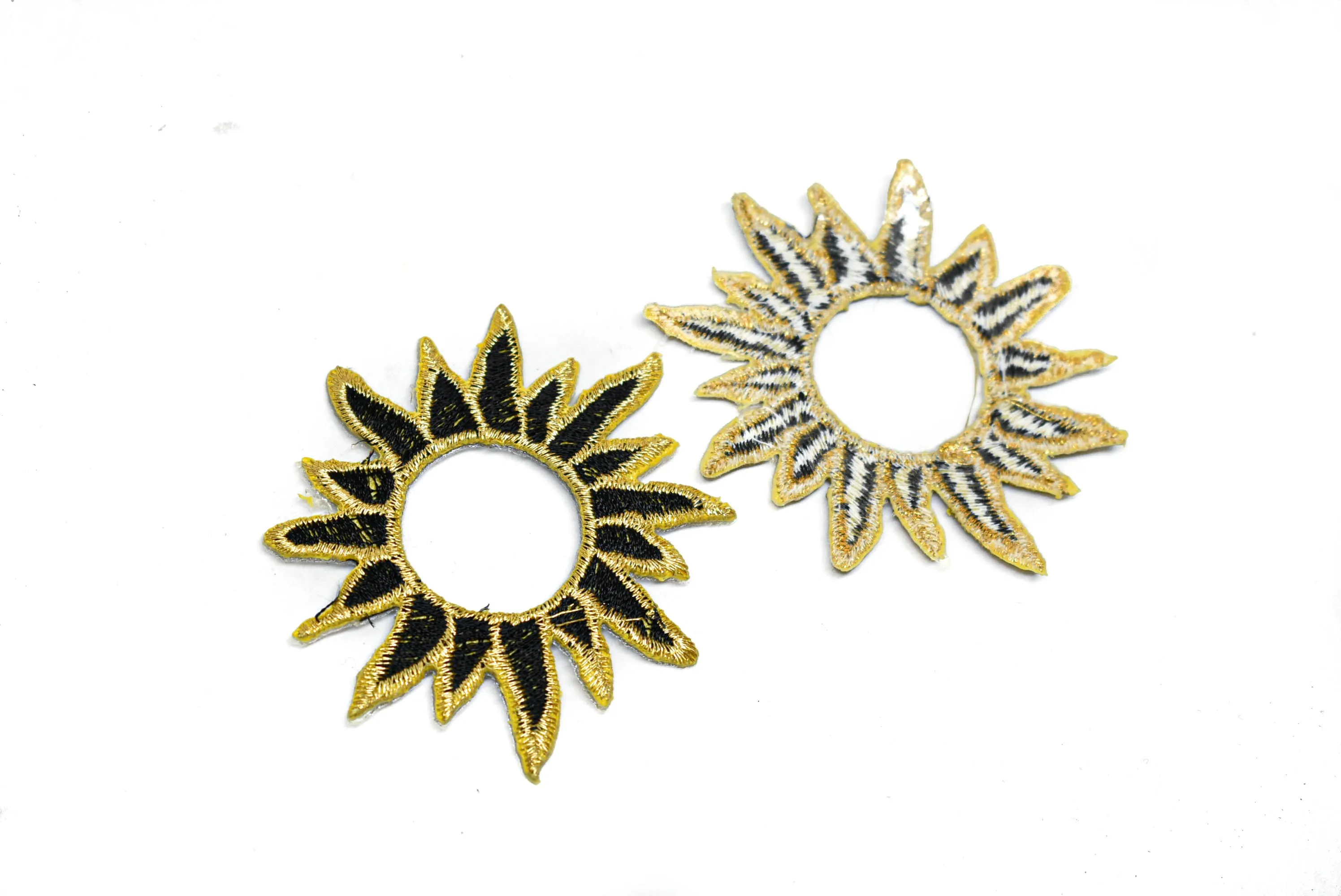 Gold Embroidered Black Sun Applique 2.75" - 1 Piece