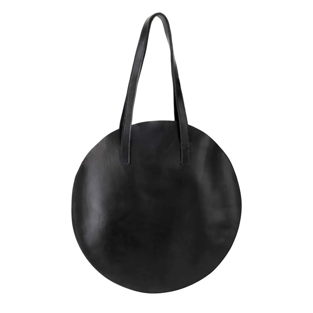 Handmade Round Leather Bag | Black