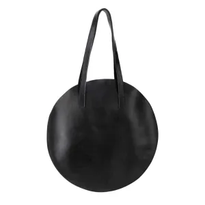 Handmade Round Leather Bag | Black