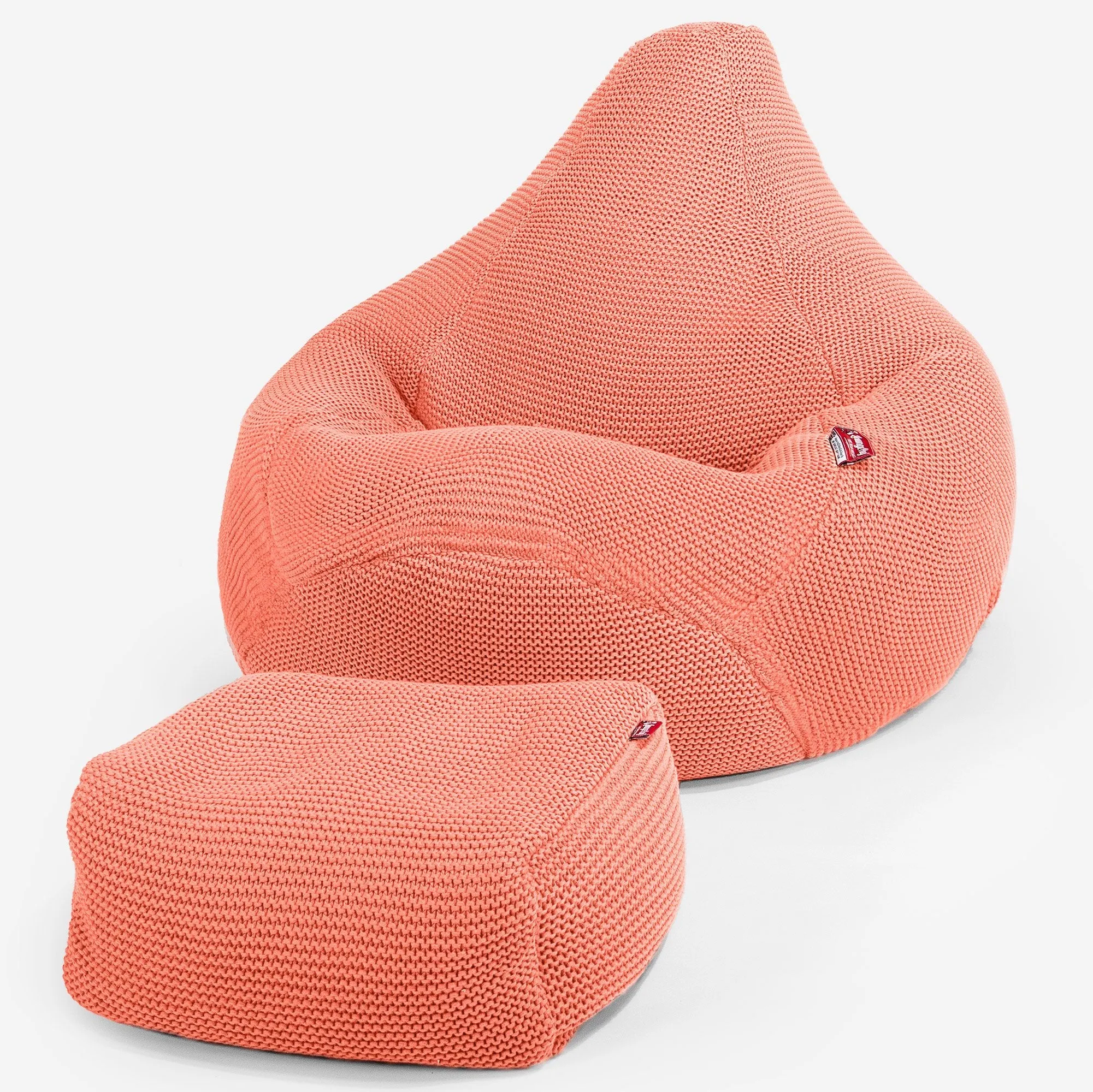 Highback Bean Bag Chair - Ellos Knitted Coral Pink