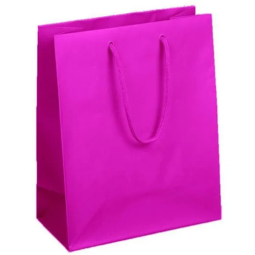 Hot Pink Matte Rope Handle Euro-Tote Shopping Bags - 8.0 x 4.0 x 10.0