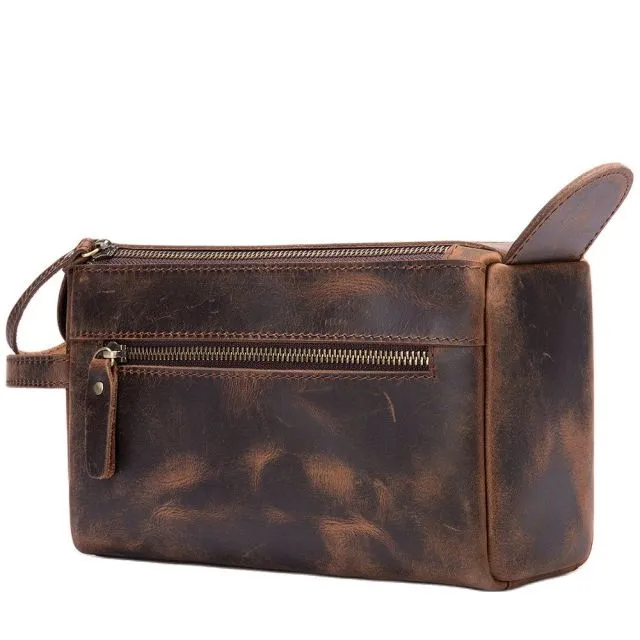 LeatherLux Zipper Closure Toiletry Fashion Messenger Bag