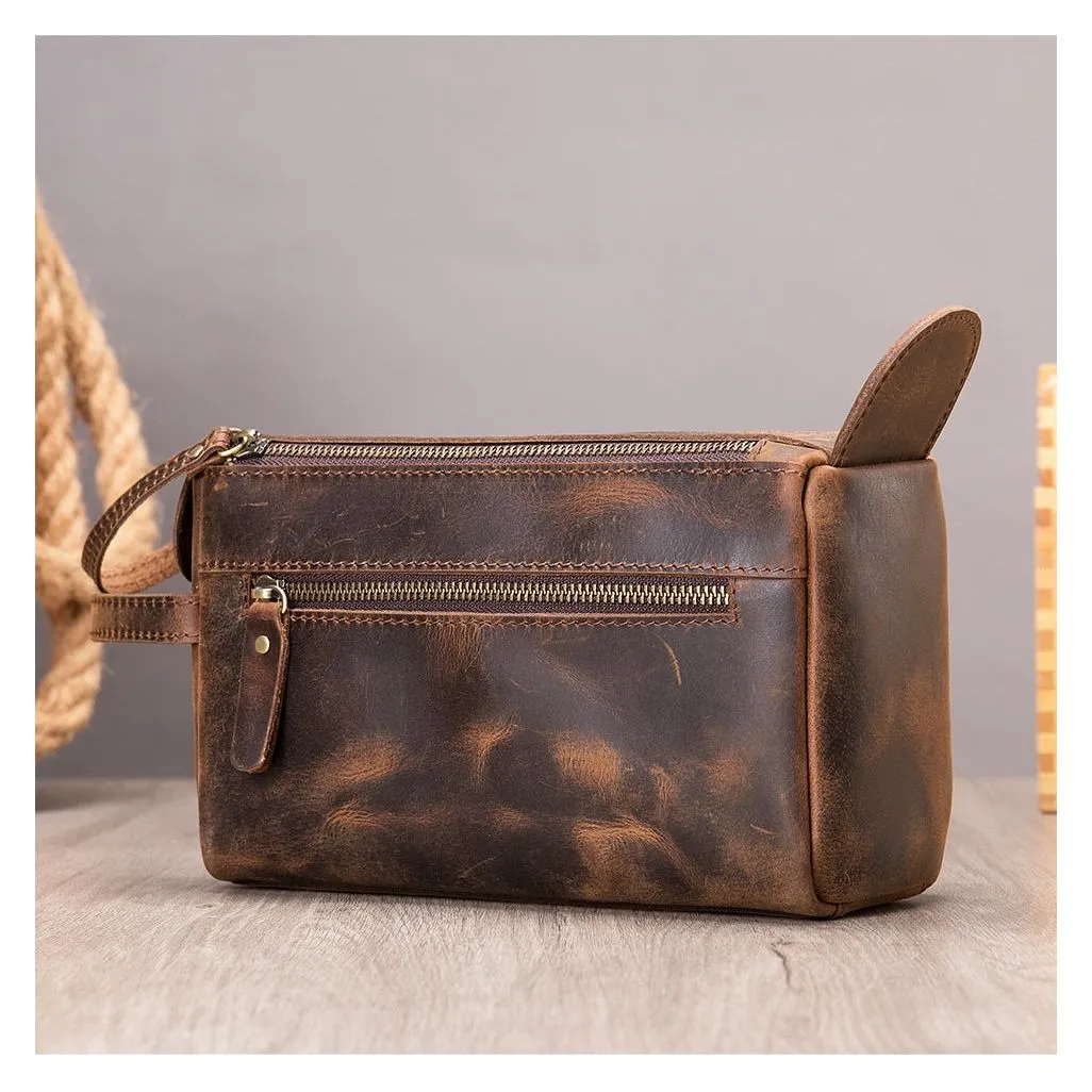 LeatherLux Zipper Closure Toiletry Fashion Messenger Bag