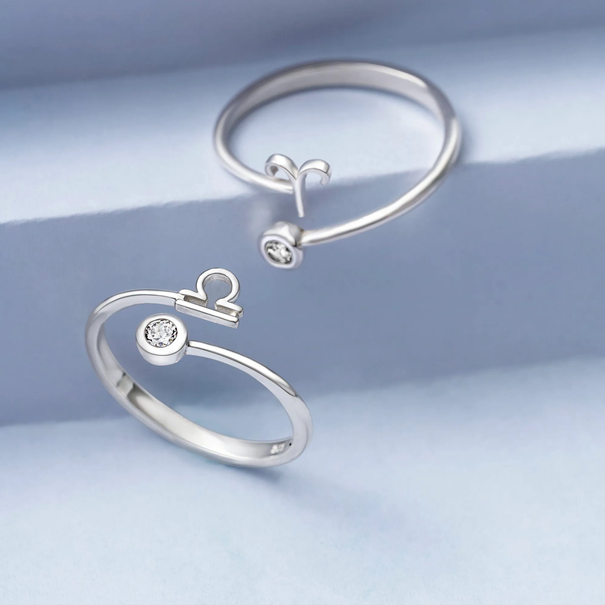 Libra Ring Sterling Silver Adjustable Zodiac Sign Ring