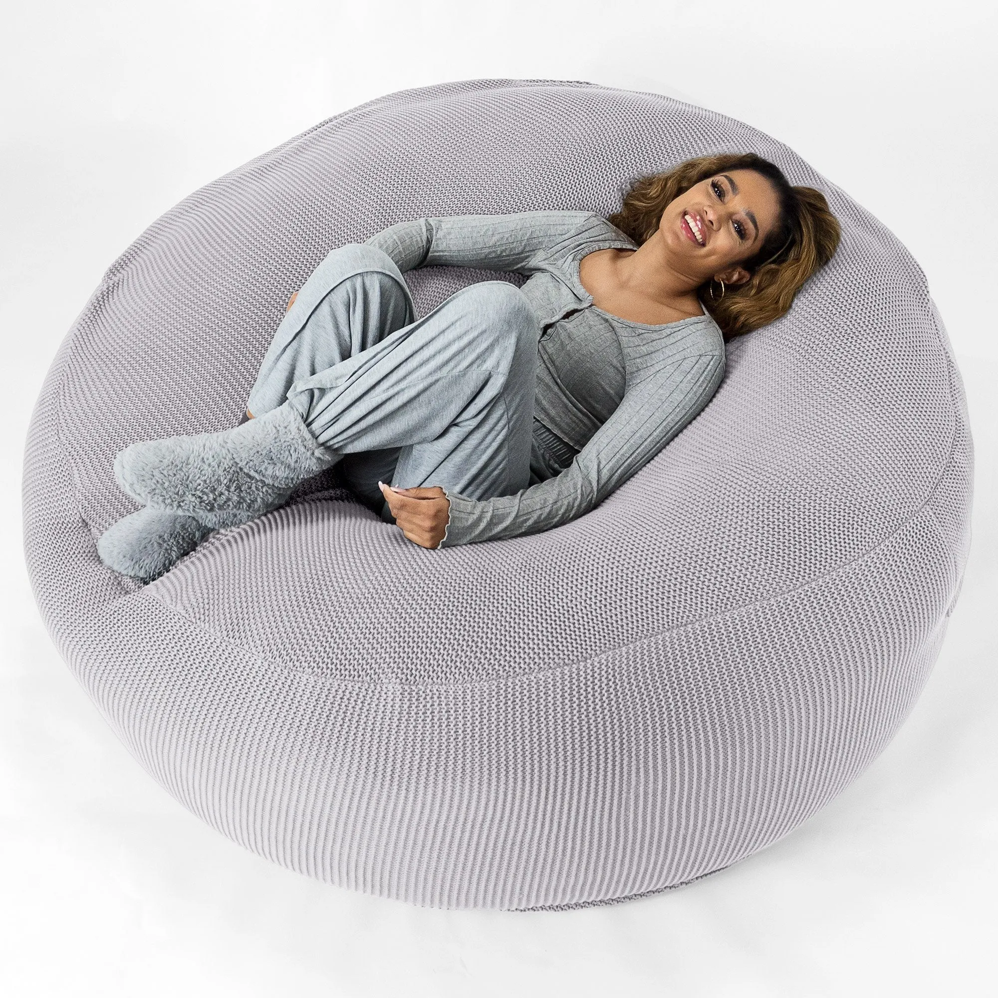 Mega Mammoth Bean Bag - Ellos Knitted Light Grey