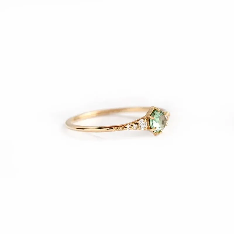 Minimalist Emerald Silver Ring