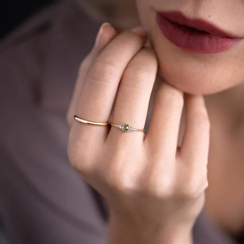 Minimalist Emerald Silver Ring