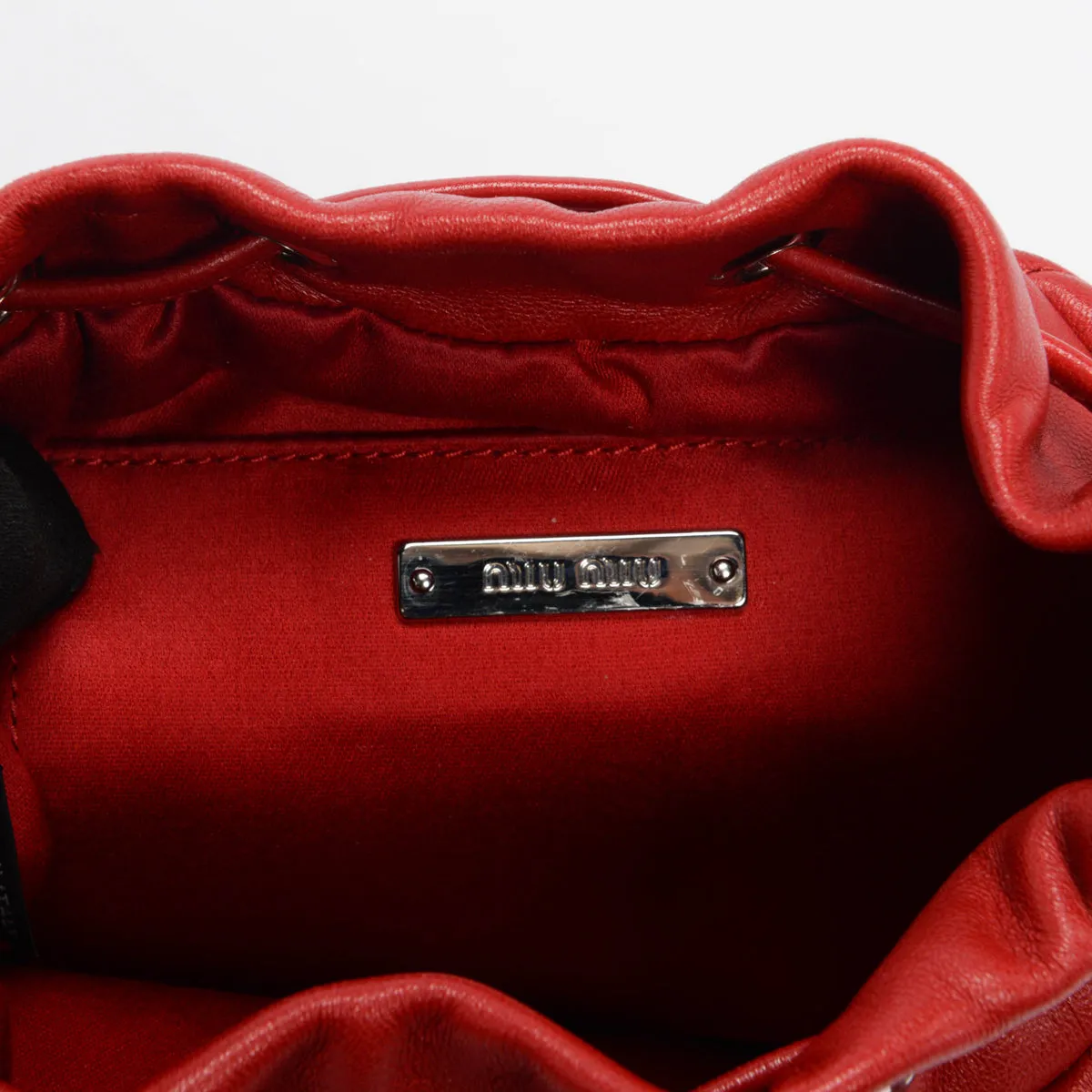 Miu Miu Red Nappa Studded Bucket Bag