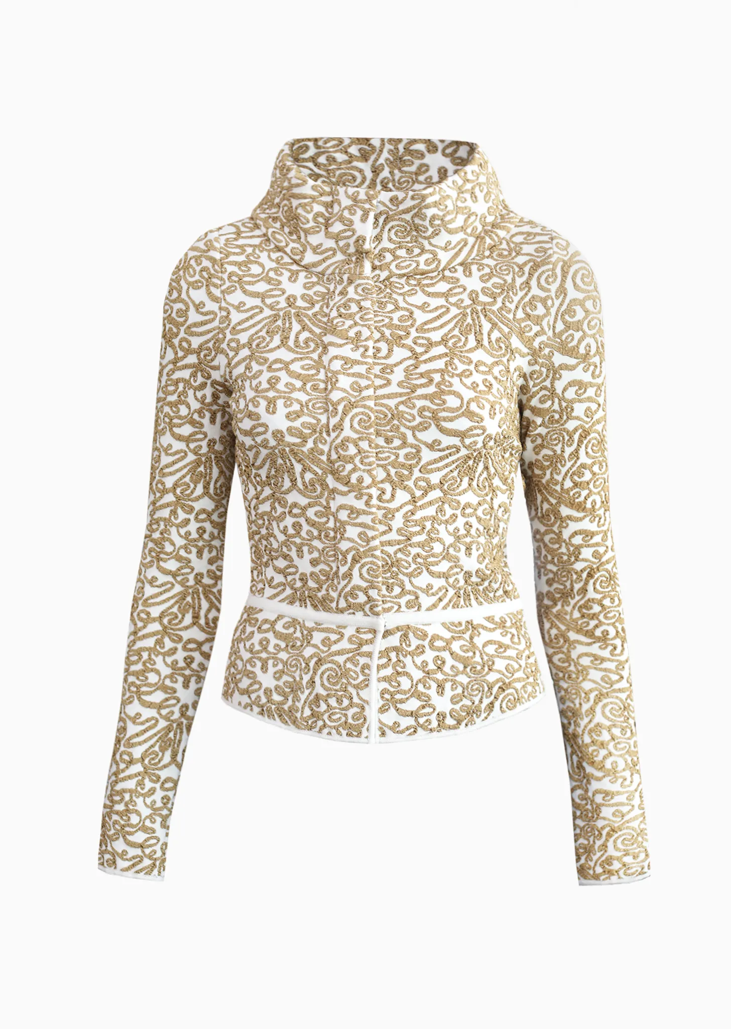 Monet - Textured Brocade Cropped Jacket with Peplum