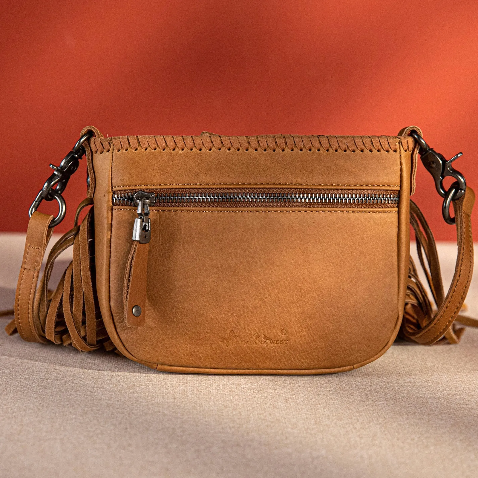 Montana West Genuine Leather Hair-On Fringe Crossbody