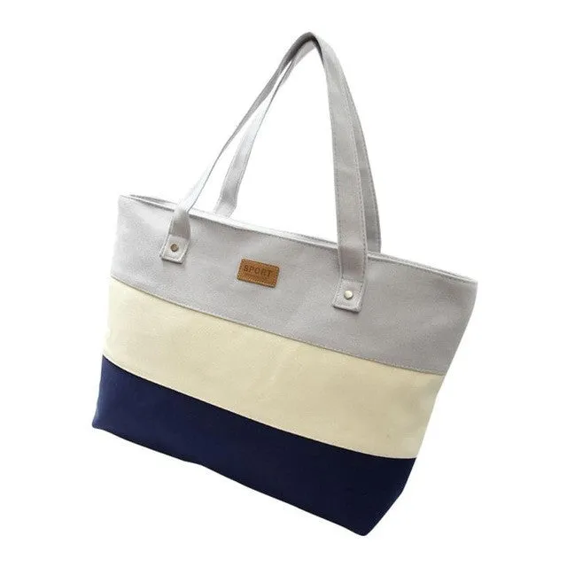 Naivety Handbags New Fashion Women Canvas Striped Totes Bags JUN7U drop shipping