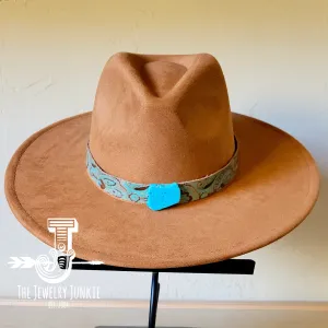 **Napolis Turquoise and Brown Embossed Leather Hat Band Only w/ Turquoise Slab 951t