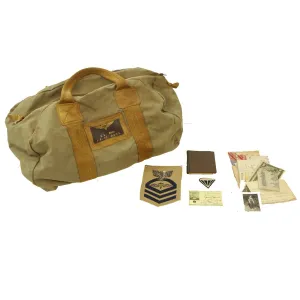 Original U.S Navy WWII Named Parachute Traveling Bag with Extras