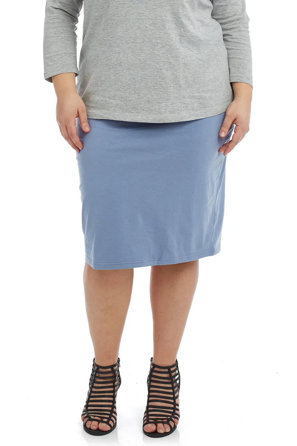 PLUS SIZE Cotton Spandex Stretchy Knee Length Pencil skirt for Women 'Dallas'